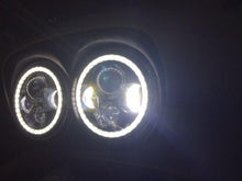 Load image into Gallery viewer, DUAL 7" DAYMAKER 2014  WHITE HALO LED Replacement ROAD GLIDE Black Light Bulb Headlight Harley Bezel