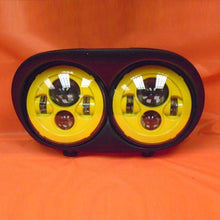 Load image into Gallery viewer, DUAL 7" YELLOW DAYMAKER 2014  LED ROAD GLIDE Black Light Bulb Headlight Harley Bezel