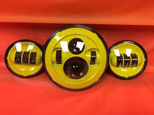 Load image into Gallery viewer, 7" DAYMAKER YELLOW Headlight Dual Yellow 4.5" - 4 1/2" Auxiliary AUX Spot Passing LED Fog Lights Bulb Harley SET