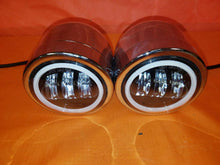 Load image into Gallery viewer, Harley Chrome Dual Twin DAYMAKER Headlights with Bracket Light Bar for FAT BOB STREET BOB DYNA - White Halo