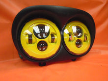 Load image into Gallery viewer, DUAL 7" YELLOW DAYMAKER 2014  LED ROAD GLIDE Black Light Bulb Headlight Harley Bezel