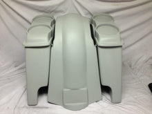 Load image into Gallery viewer, Harley Davidson 6" Heritage Softail Extended Saddlebags 6.5" Speaker Lids Fender Dual Cutouts