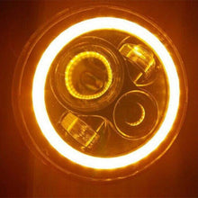 Load image into Gallery viewer, 7" DAYMAKER Black Angel Eye ORANGE HALO Projector HID LED Light Bulb Headlight Motorcycle Harley