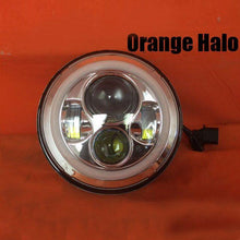 Load image into Gallery viewer, 7" DAYMAKER Replacement Chrome Angel Eye ORANGE HALO Projector LED Light Bulb Headlight Motorcycle Harley