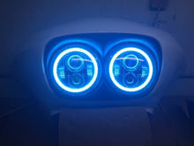 Load image into Gallery viewer, DUAL 7&quot; BLUE DAYMAKER BLUE HALO LED ROAD GLIDE Black Light Bulb Headlight Motorcycle Harley Bezel