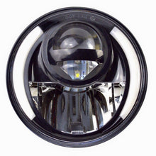 Load image into Gallery viewer, 7&quot; DAYMAKER BLACK Angel Eye built in TURN SIGNALS Projector LED Light Bulb Headlight Motorcycle Harley Blinkers