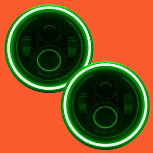 7" DAYMAKER Black Angel Eye GREEN HALO Projector HID LED Light Bulb Headlight Motorcycle Harley