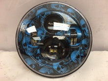 Load image into Gallery viewer, 7&quot; DAYMAKER Replacement Custom Blue Skull Design Projector HID LED Light Bulb Headlight Motorcycle Harley