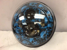 Load image into Gallery viewer, 7&quot; DAYMAKER Replacement Custom Blue Skull Design Projector HID LED Light Bulb Headlight Motorcycle Harley
