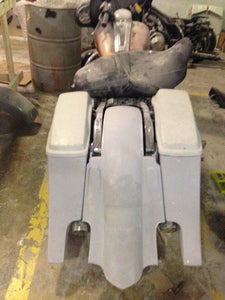 Harley Davidson 6" Extended Stretched Out & Down Saddlebags Fender - No Lids 2014 Model Style Bags - Dual Cut Outs.