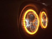 Load image into Gallery viewer, DUAL 7&quot; DAYMAKER 2014  ORANGE HALO LED Replacement ROAD GLIDE Black Light Bulb Headlight Harley Bezel