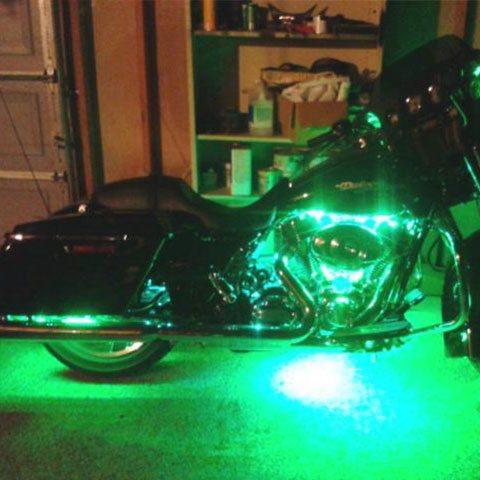 Green 4pc LED Kit Engine Fairing Body Kit Lights Glow Accent Lighting for Harley