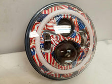 Load image into Gallery viewer, 7&quot; DAYMAKER Replacement American Flags Design With Red Halo Projector HID LED Light Bulb Headlight Motorcycle Harley