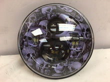 Load image into Gallery viewer, 7&quot; DAYMAKER Replacement Custom Purple Skull Design Projector HID LED Light Bulb Headlight Motorcycle Harley