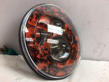 Load image into Gallery viewer, 7&quot; DAYMAKER Replacement Custom Orange Skull Design Projector HID LED Light Bulb Headlight Motorcycle Harley