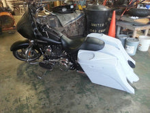 Load image into Gallery viewer, Harley Davidson 6&quot; Extended Stretched Out &amp; Down Saddlebags Fender - No Lids 2014 Model Style Bags - Dual Cut Outs.