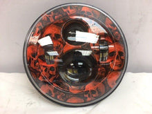 Load image into Gallery viewer, 7&quot; DAYMAKER Replacement Custom Orange Skull Design Projector HID LED Light Bulb Headlight Motorcycle Harley