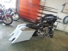 Load image into Gallery viewer, Harley Davidson 6&quot; Extended Stretched Out &amp; Down Saddlebags Fender - No Lids 2014 Model Style Bags - Dual Cut Outs.