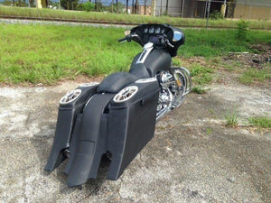 Harley Davidson 6" Extended Stretched Out & Down Saddlebags Fender - No Lids 2014 Model Bags - Dual Cut Outs