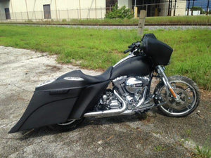 Harley Davidson 6" Extended Stretched Out & Down Saddlebags Fender - No Lids 2014 Model Bags - Dual Cut Outs