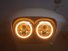 Load image into Gallery viewer, DUAL 7&quot; DAYMAKER 2014  ORANGE HALO LED Replacement ROAD GLIDE Black Light Bulb Headlight Harley Bezel