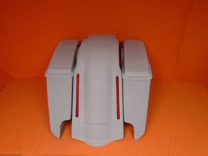 Harley Davidson 5" Softail Heritage Extended Stretched Saddlebags Lids LED Fender Dual CutOuts