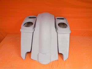 Harley Davidson 5" Heritage Softail Extended Saddlebags Dual 6.5" Speaker Lids Fender Dual Cutouts