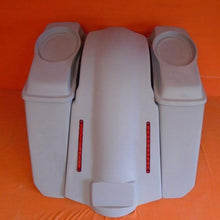 Load image into Gallery viewer, Harley Davidson 5&quot; Softail Heritage Extended Stretched Saddlebags 6.5&quot; Speaker Lids LED Fender No CutOuts