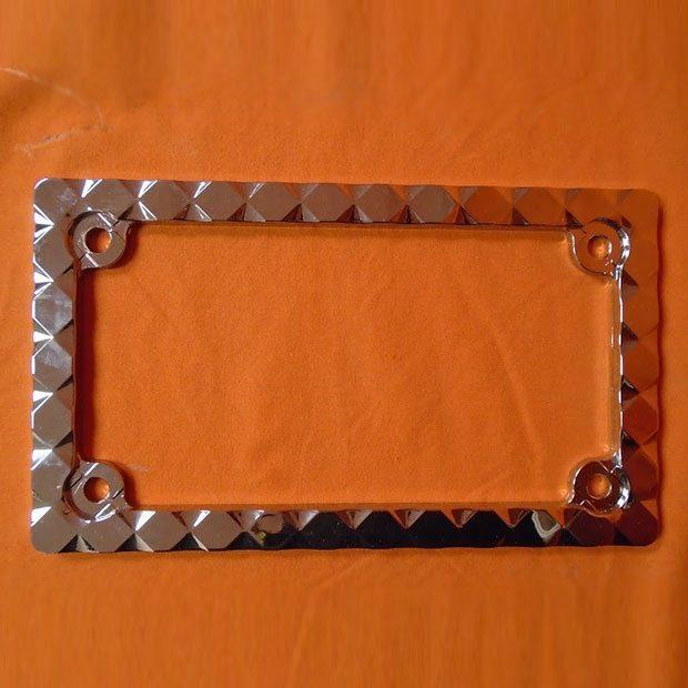 Chrome Motorcycle License Plate Frame - Diamond