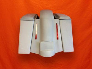 Harley Davidson 4" Extended Stretched Saddlebags Lids and Replacement LED Fender 89 - 08 - No Cut Outs