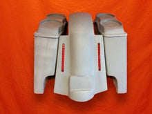 Load image into Gallery viewer, Harley Davidson 4&quot; Extended Stretched Saddlebags Dual 6.5 Speaker Lids and Replacement LED Fender 09 - 13