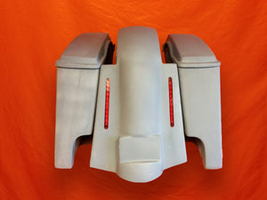 Harley Davidson 4" Extended Stretched Saddlebags Lids and Replacement LED Fender 89 - 08