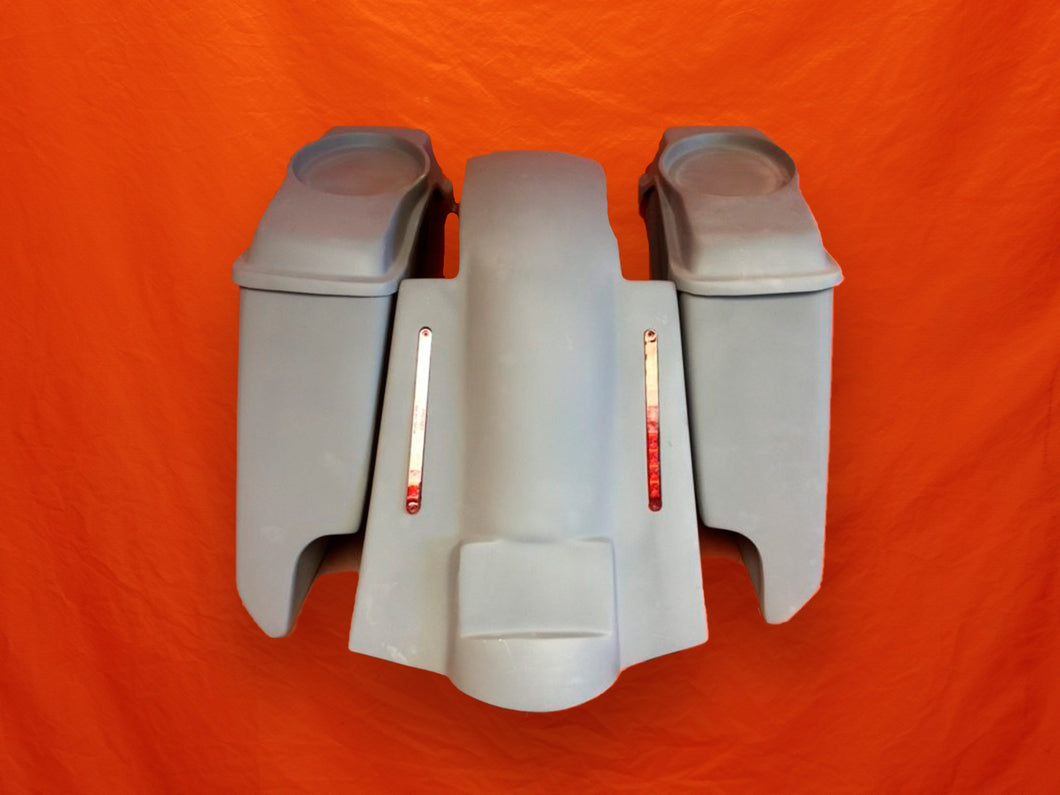 Harley Davidson 5 Extended Saddlebags With Cut Outs Replacement LED Fender 65Speaker lids 09 - 13