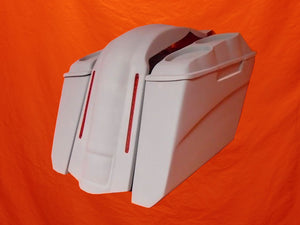 Harley Davidson 5" Stretched Extended Saddlebags No Cut Outs LED Fender Dual 6.5 Speaker Lids
