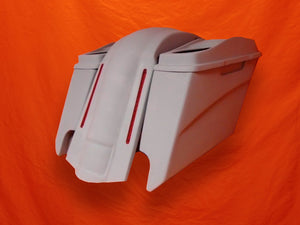 Harley Davidson 5" Stretched Extended Saddlebags With Cut Outs LED Fender Dual 6x9 Speaker Lids