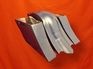 Harley Davidson 6" Extended Stretched Out &amp; Down Saddlebags with Custom Rear Fender - No Cut Outs