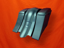 Load image into Gallery viewer, Harley Davidson 6&quot; Extended Out &amp; Down Saddlebags  with Lids &amp; Custom Rear Fender - No Cut Outs