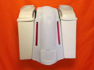 Harley Davidson Bagger 6" Stretched Saddlebags With 6.5" Lids - No Cut Outs - LED Lights Fender
