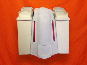Harley Davidson Bagger 6" Stretched Saddlebags With Dual 6.5" Lids - No Cut Outs - LED Lights Fender