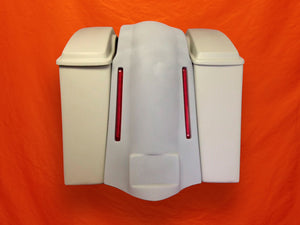 Harley Davidson Bagger 6" Stretched Saddlebags With Standard Lids - No Cut Outs - LED Lights Fender