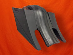 Harley Davidson 8" Stretched Extended SaddleBags with Cut Outs, Cut Fender, No Lids, Recessed Plate - Not Painted