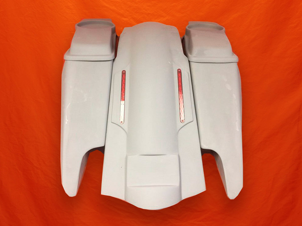 Harley Davidson 2014 ? 2018 5 Fifty Five Extended Stretched Saddlebag LED Fender Kit ? Dual Cut Outs 65Speaker Lids