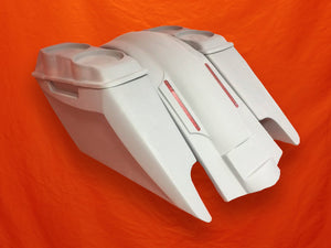 Harley Davidson 5" Fifty Five Extended Stretched Saddlebag LED Fender Kit - Dual Cut Outs Dual 6.5" Speaker Lids