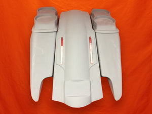 Harley Davidson 5" Fifty Five Extended Stretched Saddlebag LED Fender Kit - Dual Cut Outs Dual 6.5" Speaker Lids