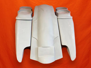 Harley Davidson 5" Fifty Five Extended Stretched Saddlebag Fender Kit - Dual Cut Outs Dual 6.5" Speaker Lids