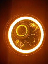 Load image into Gallery viewer, 7&quot; DAYMAKER Black Angel Eye ORANGE HALO Projector HID LED Light Bulb Headlight Motorcycle Harley