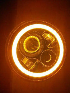 7" DAYMAKER Black Angel Eye ORANGE HALO Projector HID LED Light Bulb Headlight Motorcycle Harley