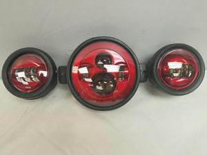 7" Kawasaki Voyager & Vaquero DAYMAKER Headlight Dual 4.5" - 4 1/2" Auxiliary AUX Red Spot Passing LED Fog Lights SET