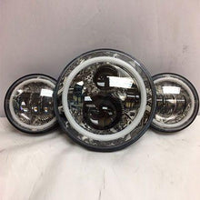 Load image into Gallery viewer, 7&quot; DAYMAKER DICEY GAMBLE DESIGN Headlight Dual 4.5&quot; - 4 1/2&quot; Auxiliary Spot Passing LED Fog Lights with BLUE Halo Bulb Harley SET