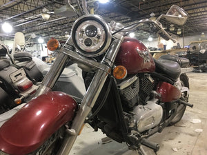 7" DAYMAKER Kawasaki Vulcan Nomad 800 Chrome With Green Halo HID LED Light Bulb Headlight Motorcycle